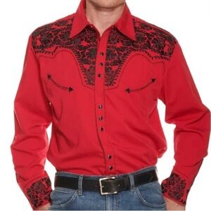 Scully Men’s Red Legends Gunfighter Long Sleeve Western Shirt, Size XXL